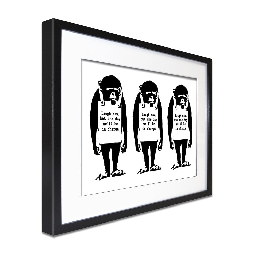 Laugh Now Trio Framed Art Print wall art product Banksy