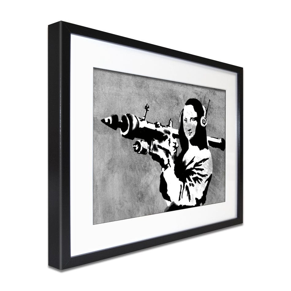Mona Lisa Rocket Launcher Framed Art Print wall art product Banksy