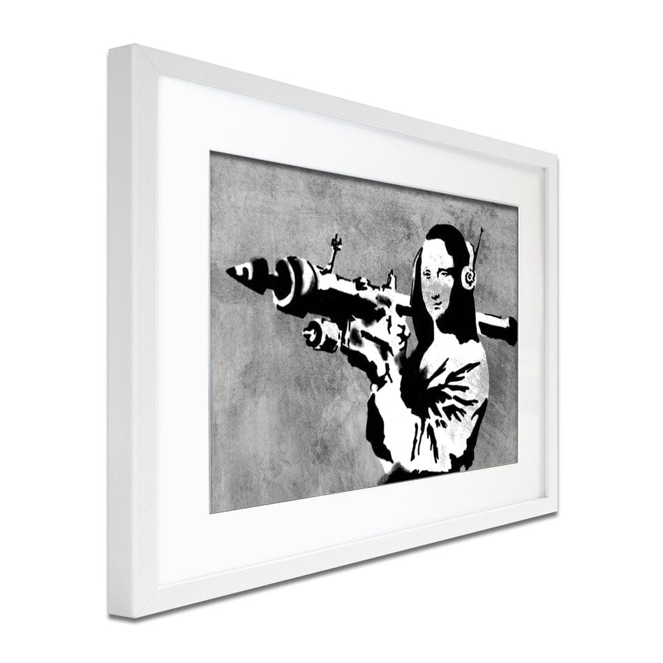 Mona Lisa Rocket Launcher Framed Art Print wall art product Banksy