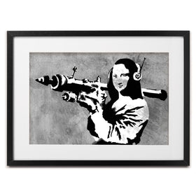 Mona Lisa Rocket Launcher Framed Art Print wall art product Banksy