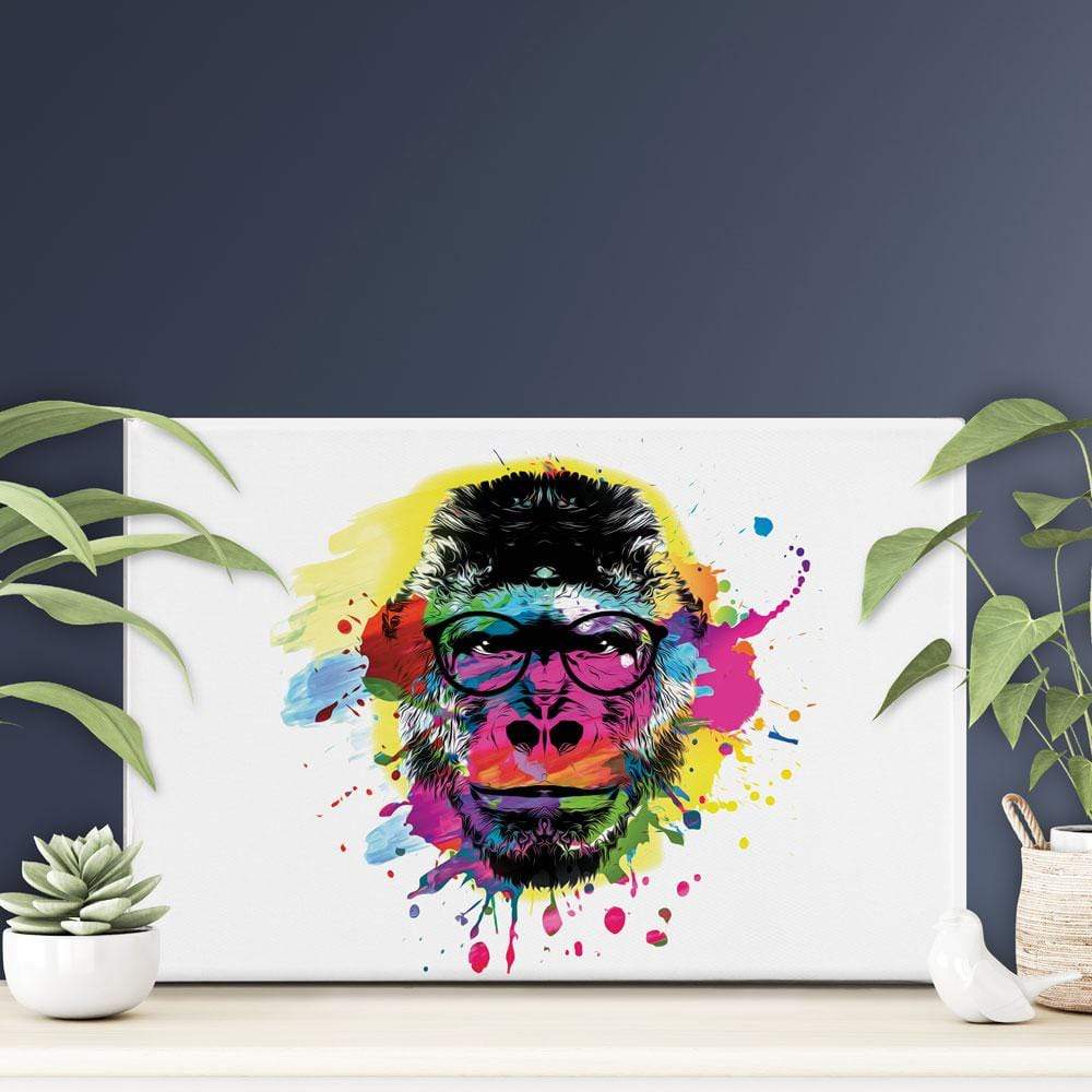 Multicoloured Ape Paint Splash Canvas Print wall art product ARTEMENKO VALENTYN / Shutterstock