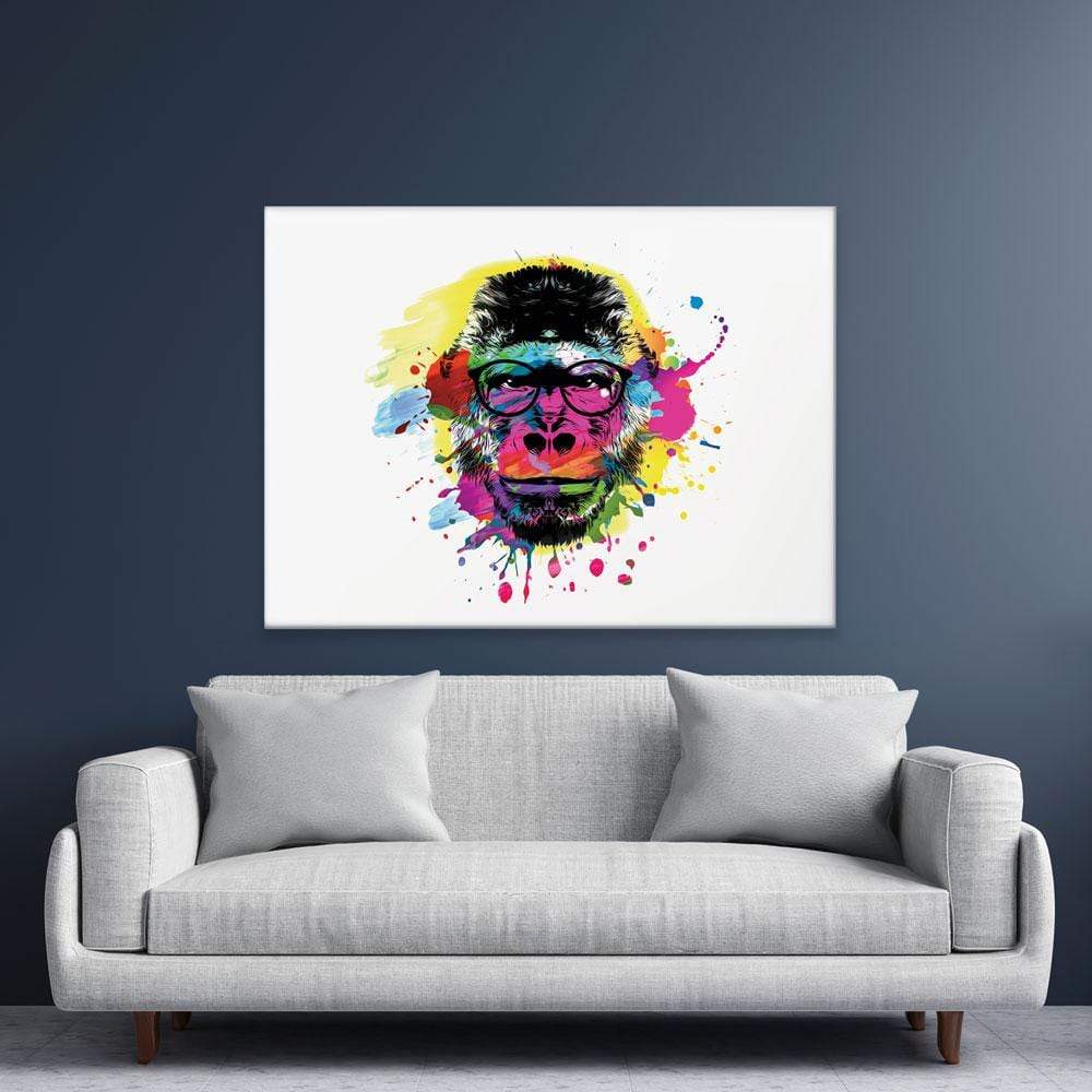 Multicoloured Ape Paint Splash Canvas Print wall art product ARTEMENKO VALENTYN / Shutterstock
