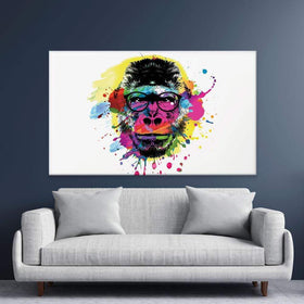Multicoloured Ape Paint Splash Canvas Print wall art product ARTEMENKO VALENTYN / Shutterstock