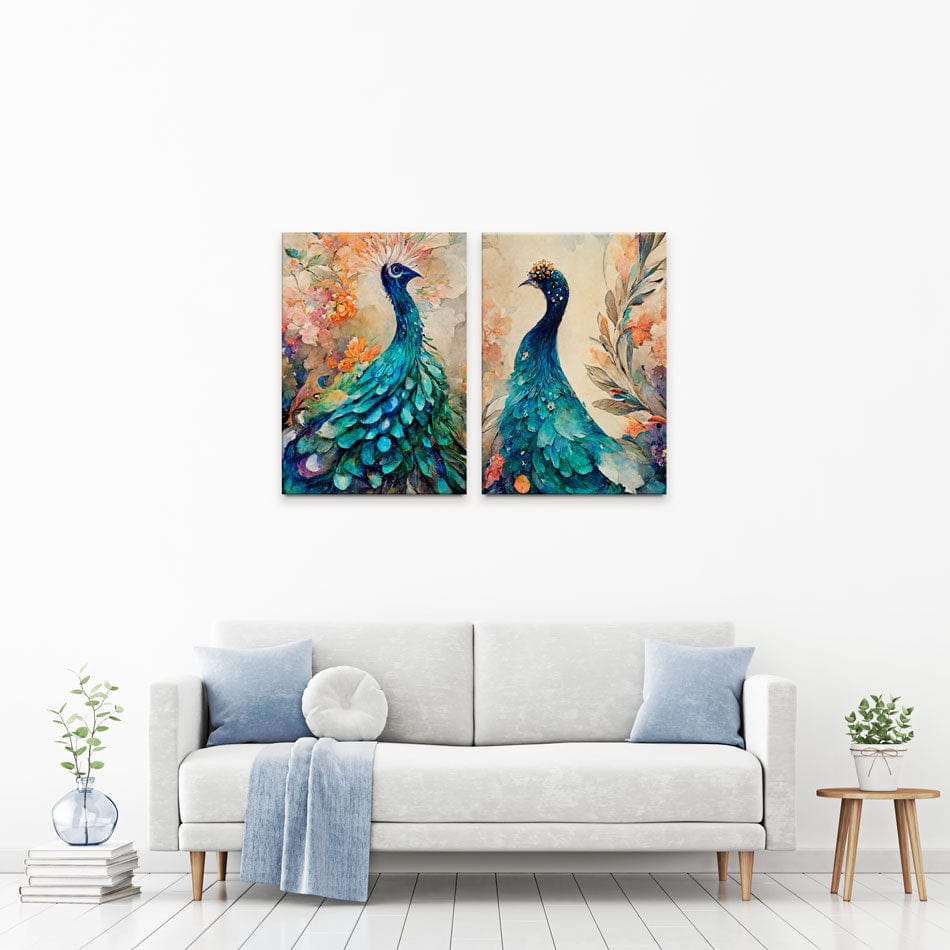 Peacocks Gaze Duo Canvas Print wall art product 3d artwork wallpaper / Shutterstock