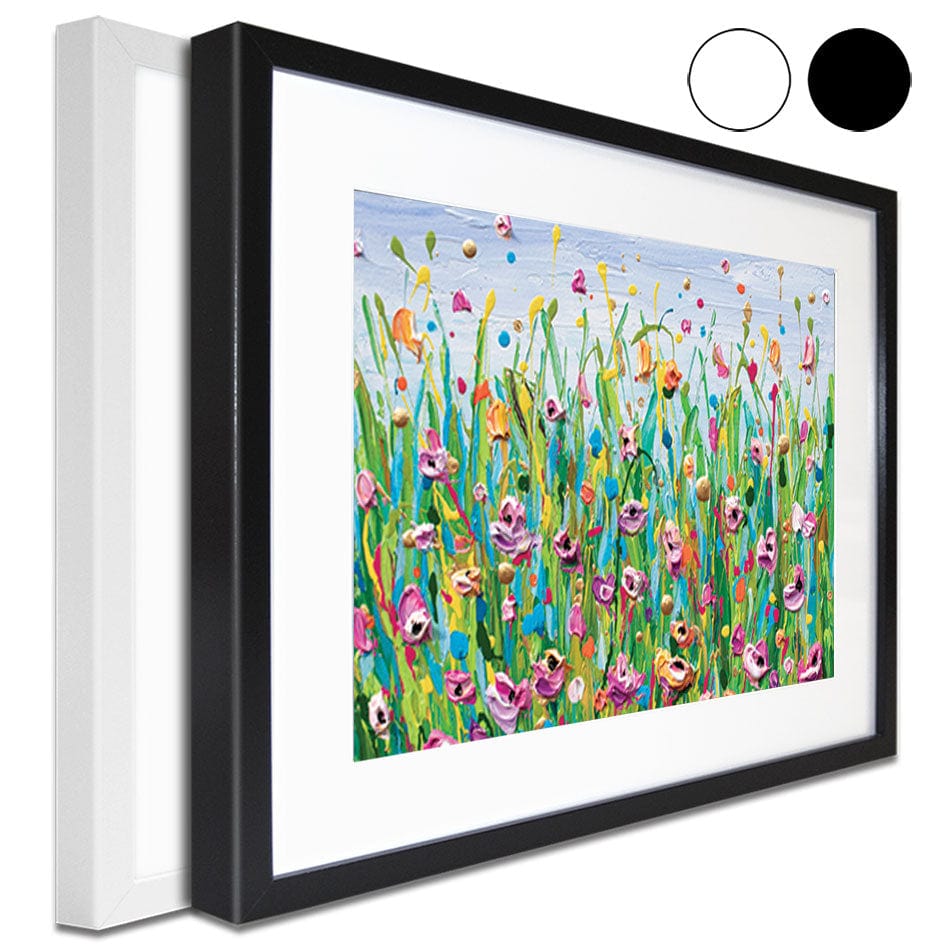 Pink Dotted Flowers Framed Art Print wall art product Olga Tkachyk