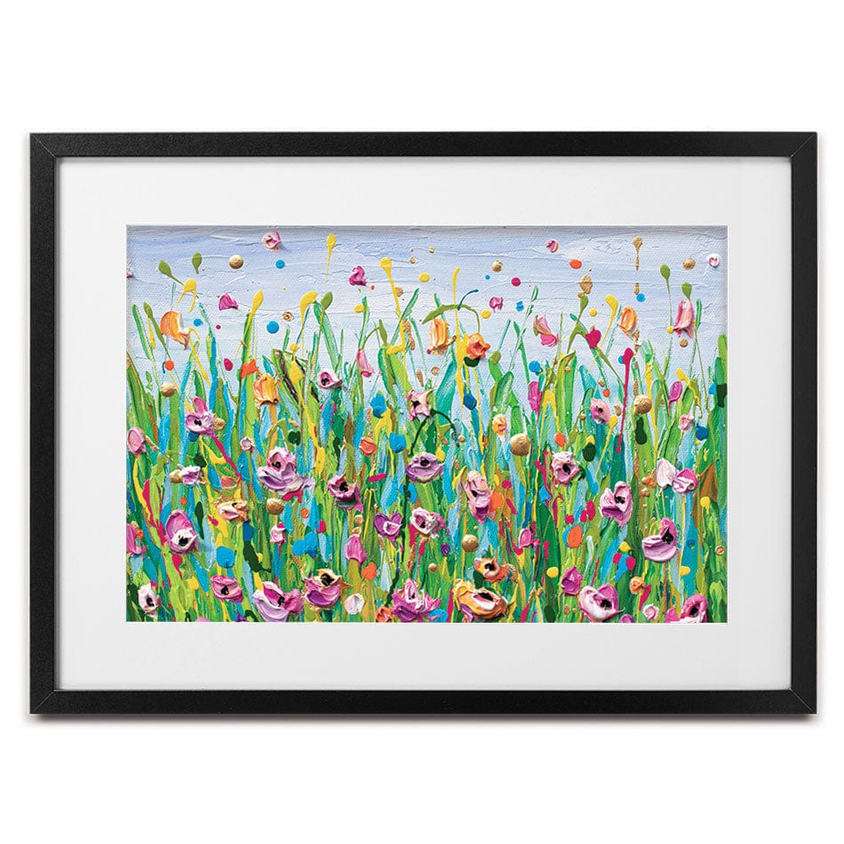 Pink Dotted Flowers Framed Art Print wall art product Olga Tkachyk