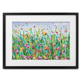 Pink Dotted Flowers Framed Art Print wall art product Olga Tkachyk