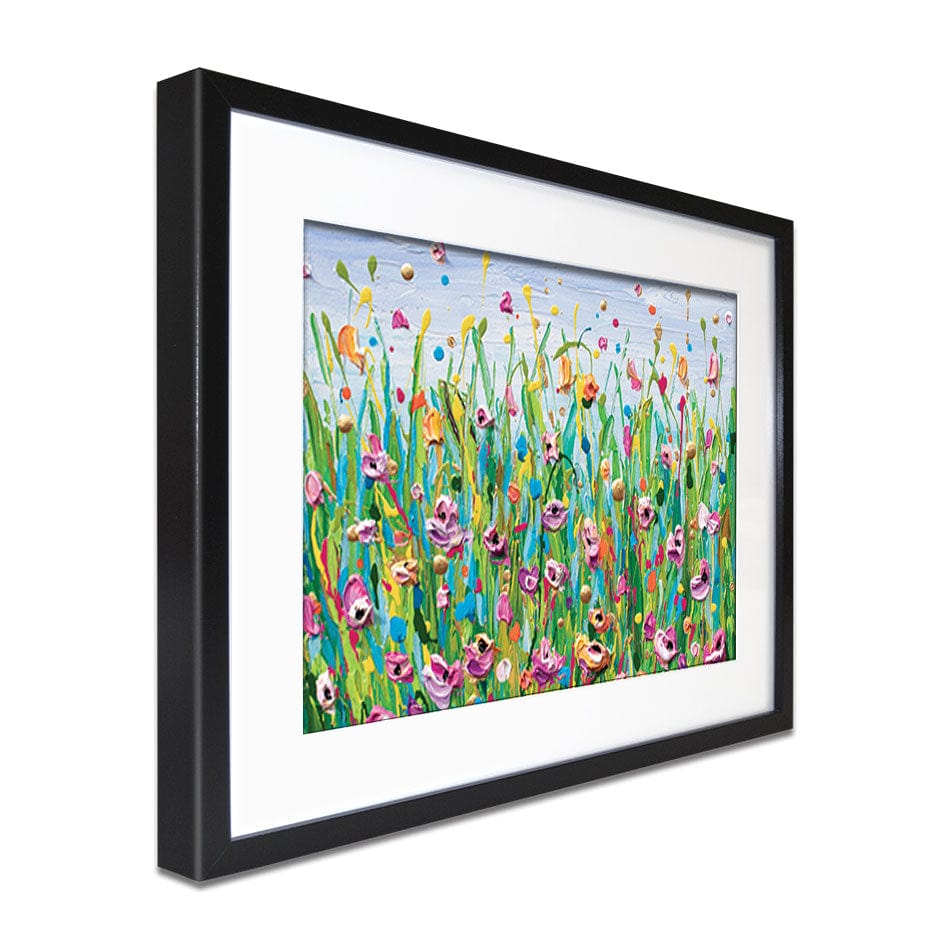 Pink Dotted Flowers Framed Art Print wall art product Olga Tkachyk