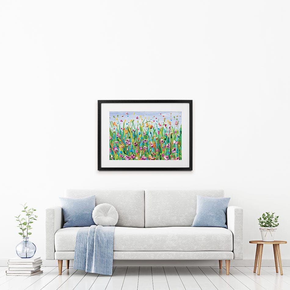 Pink Dotted Flowers Framed Art Print wall art product Olga Tkachyk