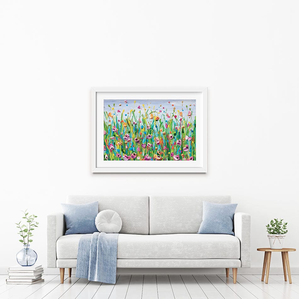 Pink Dotted Flowers Framed Art Print wall art product Olga Tkachyk