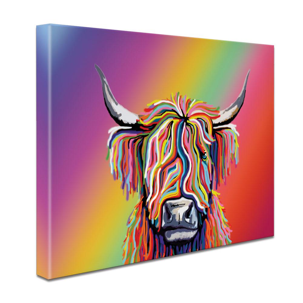 Rainbow Highland Cow Canvas Print wall art product J Merritt / Independent