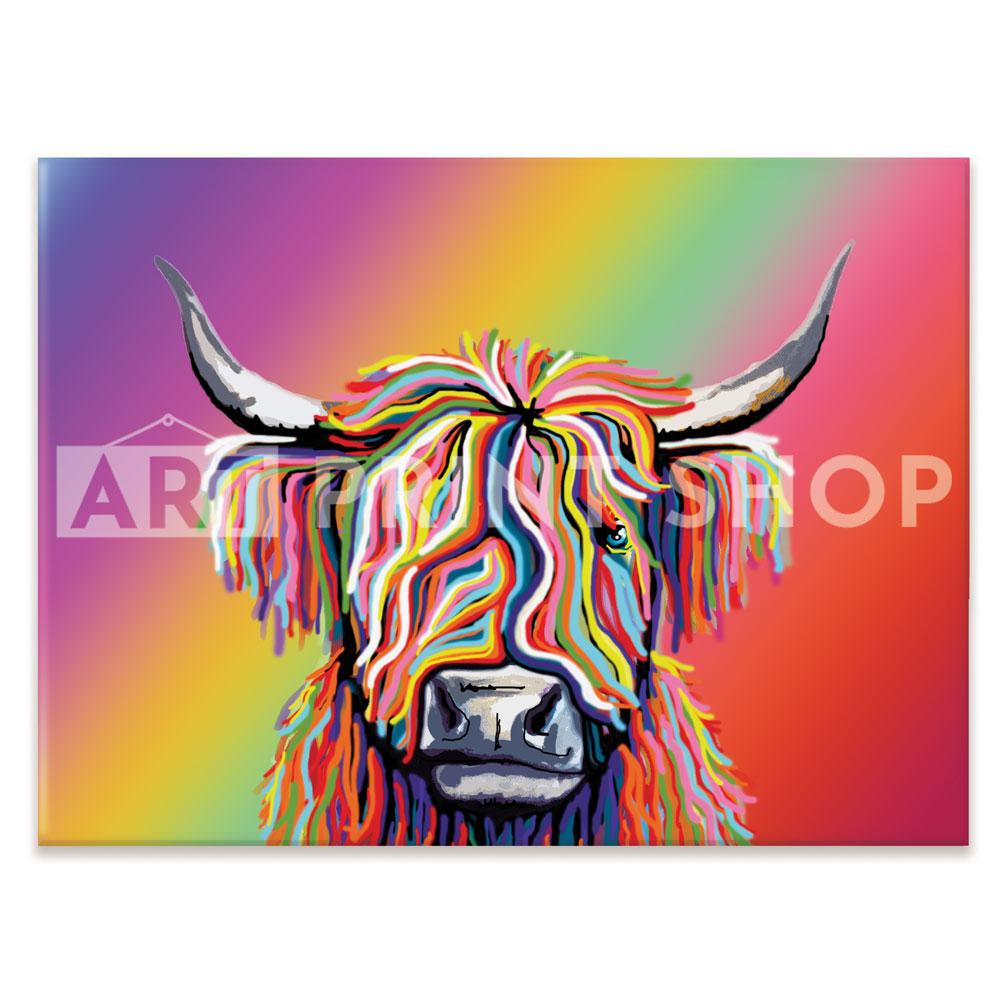 Rainbow Highland Cow Canvas Print wall art product J Merritt / Independent