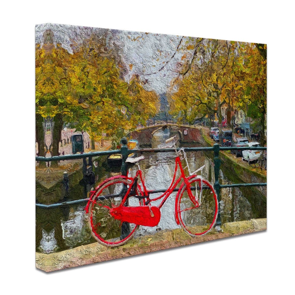 Red Bike In Amsterdam Canvas Print wall art product Wut_Moppie / Shutterstock