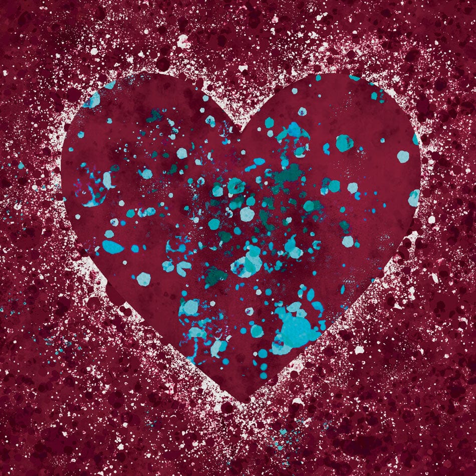 Red Hearts Splatter Canvas Print wall art product J Tonges / Independent