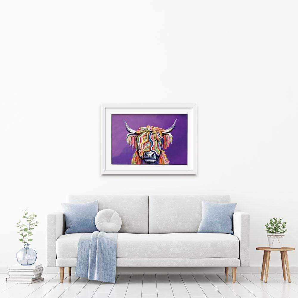 Scottish Coo Framed Art Print wall art product Art Print Shop