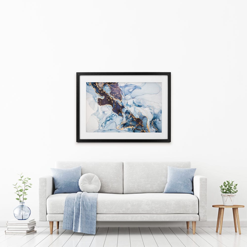 Shades Of Blue Marble Framed Art Print wall art product coldsun777 / Shutterstock
