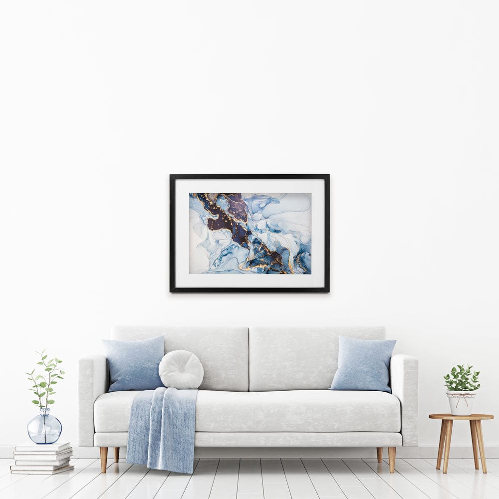 Shades Of Blue Marble Framed Art Print wall art product coldsun777 / Shutterstock