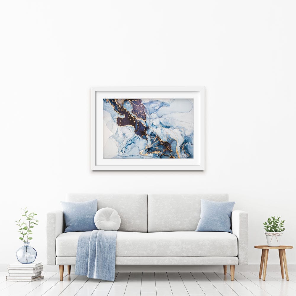 Shades Of Blue Marble Framed Art Print wall art product coldsun777 / Shutterstock