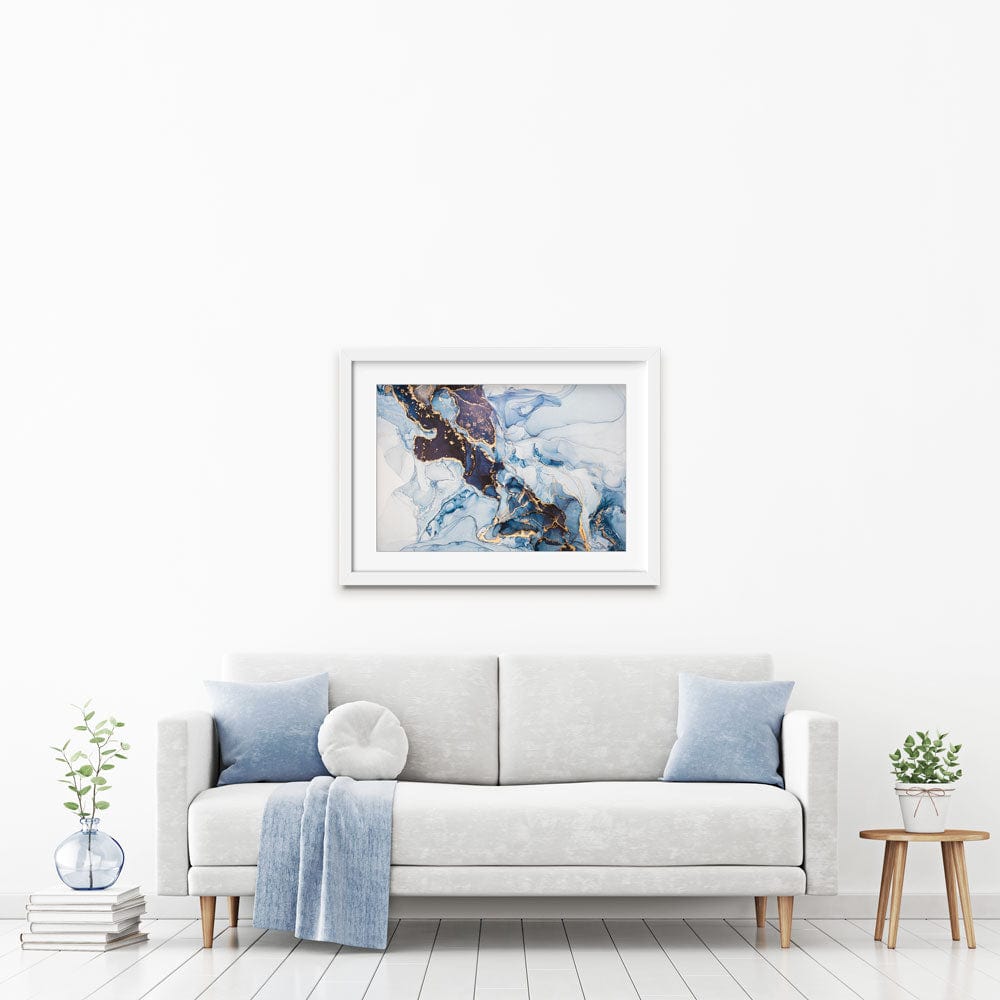Shades Of Blue Marble Framed Art Print wall art product coldsun777 / Shutterstock