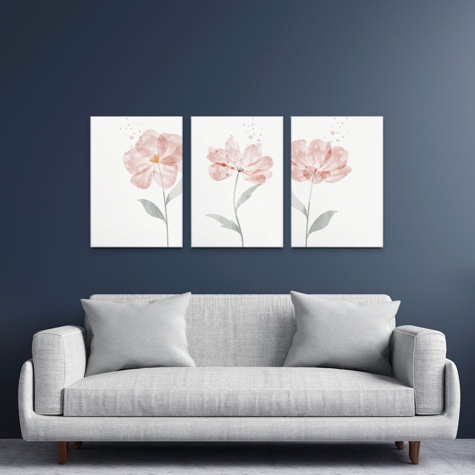 Simple Flowers Trio Canvas Print wall art product TWINS DESIGN STUDIO / Shutterstock