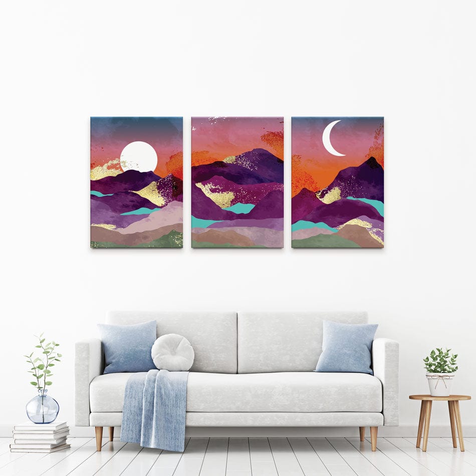 Sun And Moon Hills Trio Canvas Print wall art product TWINS DESIGN STUDIO / Shutterstock