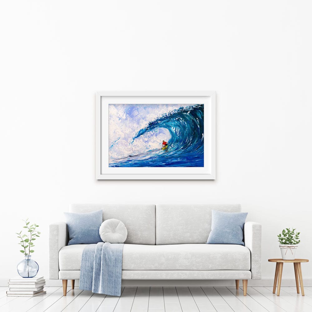 Surfing The Big Wave Framed Art Print wall art product CYC / Shutterstock