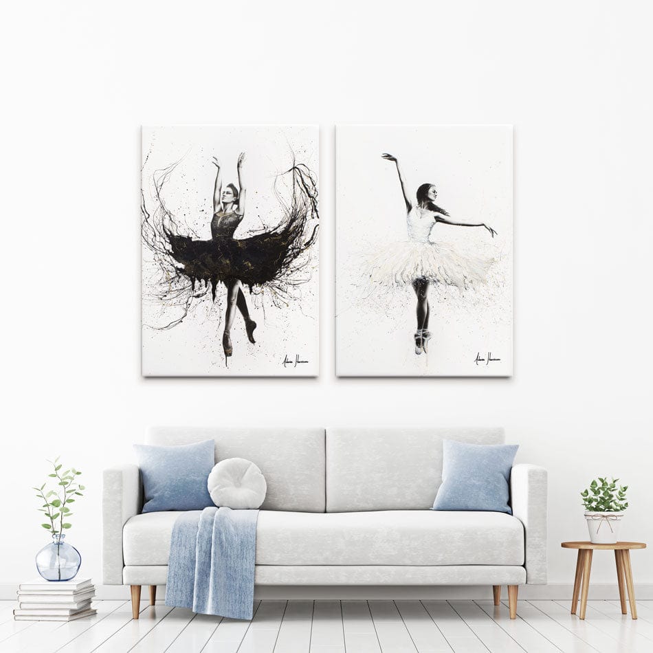 The Black And The White Swan Duo Canvas Print wall art product Ashvin Harrison