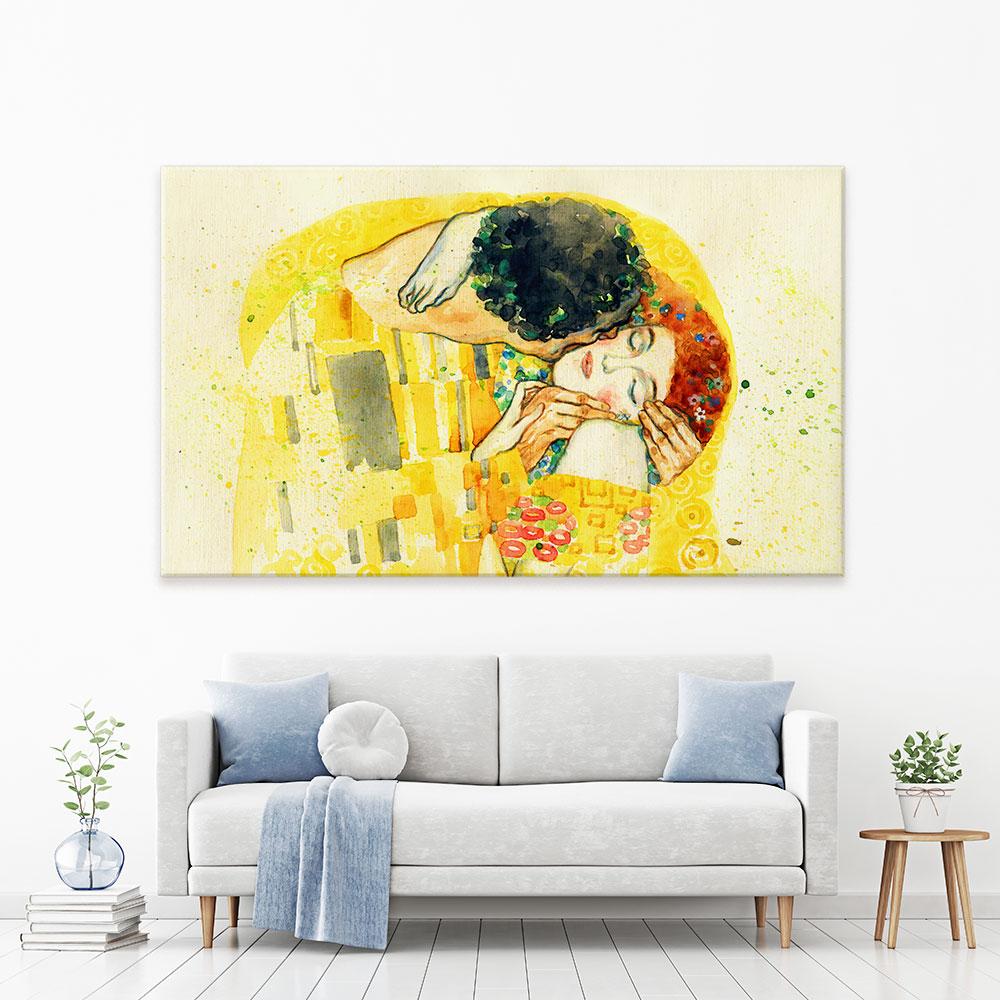The Kiss Watercolour Canvas Print wall art product Anna Ismagilova / Shutterstock