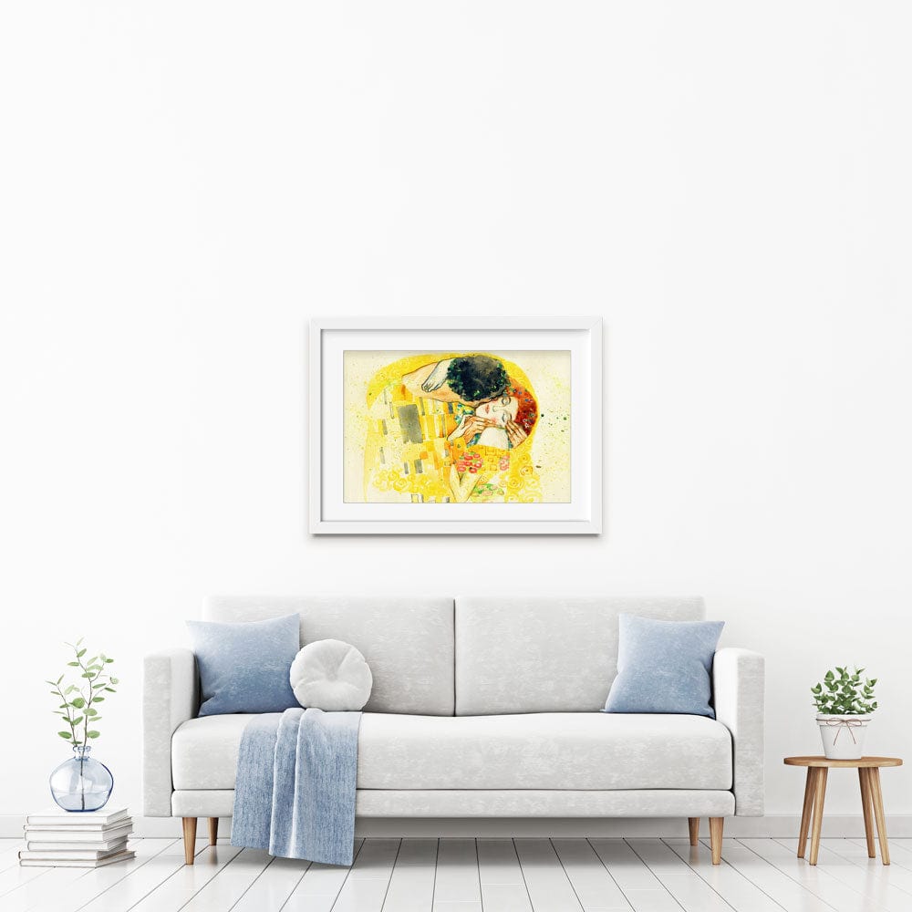 The Kiss Watercolour Framed Art Print wall art product Cesar_Torres / Shutterstock