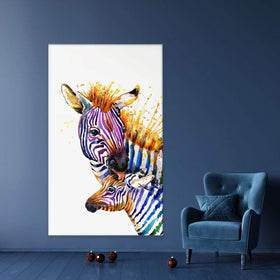 Two Colourful Zebras Canvas Print wall art product Faenkova Elena / Shutterstock
