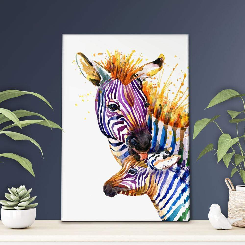 Two Colourful Zebras Canvas Print wall art product Faenkova Elena / Shutterstock