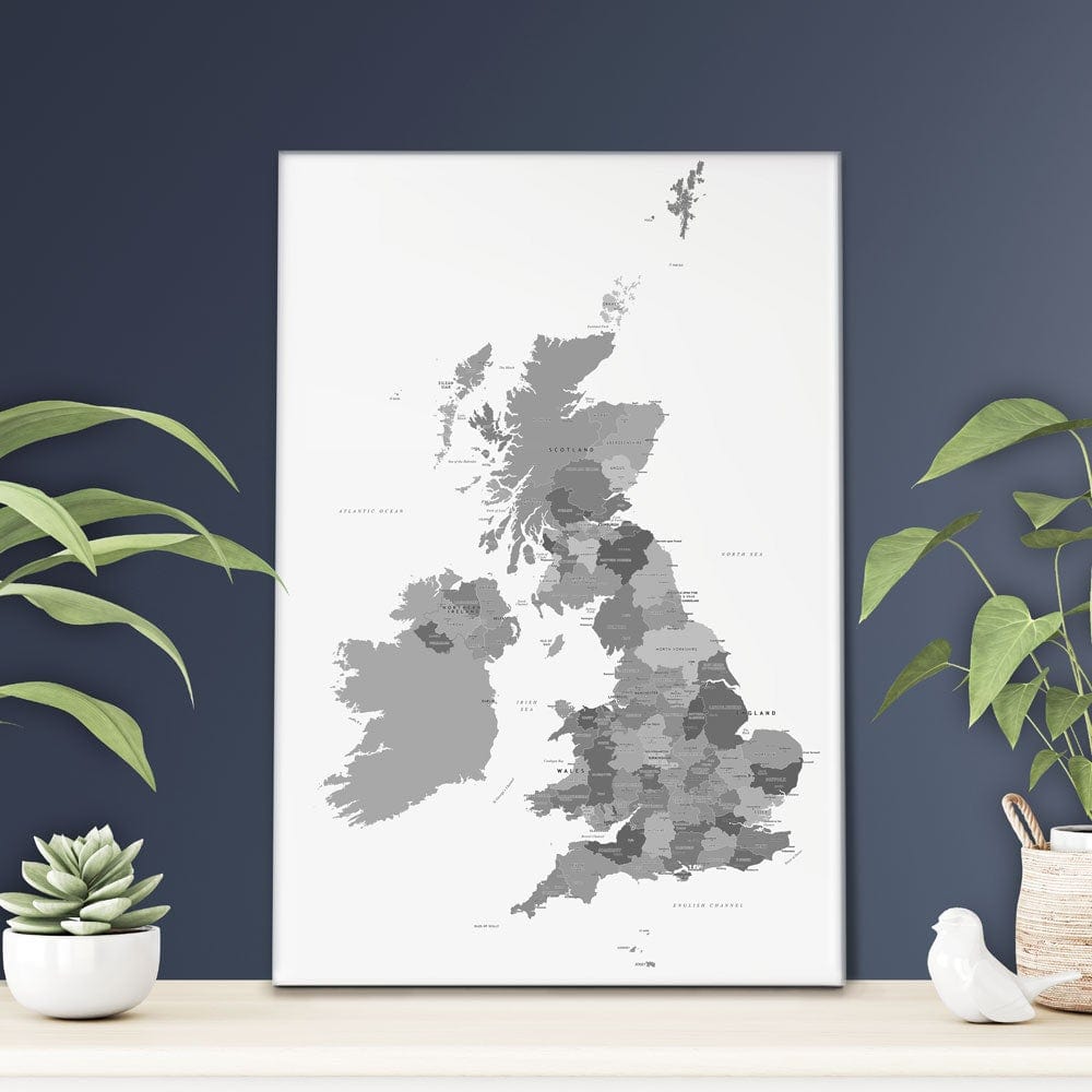 United Kingdom Black and White Map Canvas Print wall art product H Goossens / Independent