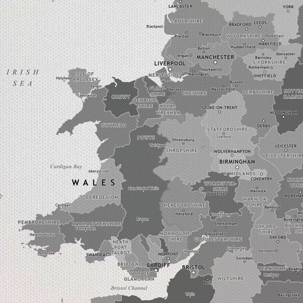 United Kingdom Black and White Map Canvas Print wall art product H Goossens / Independent