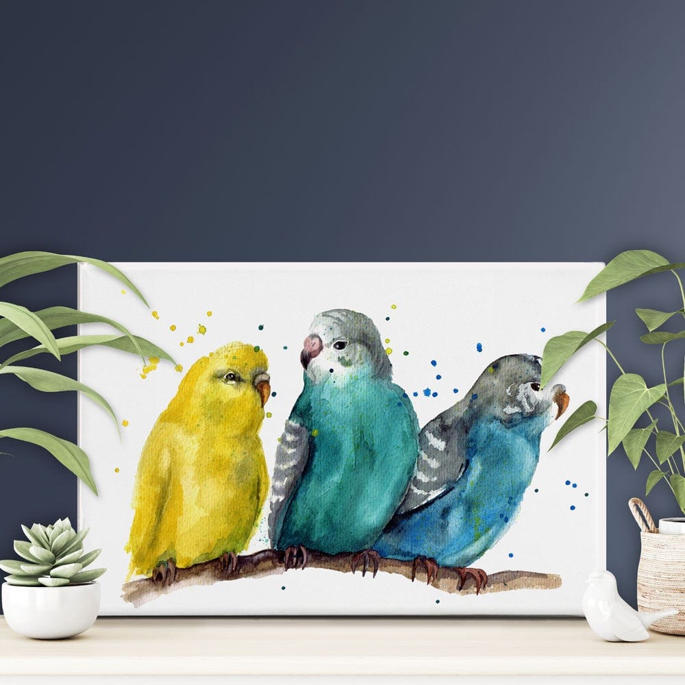 Watercolour Budgies Canvas Print wall art product Tatyana Komtsyan / Shutterstock