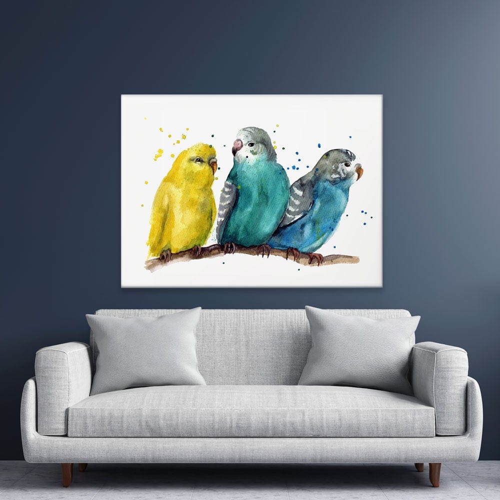 Watercolour Budgies Canvas Print wall art product Tatyana Komtsyan / Shutterstock