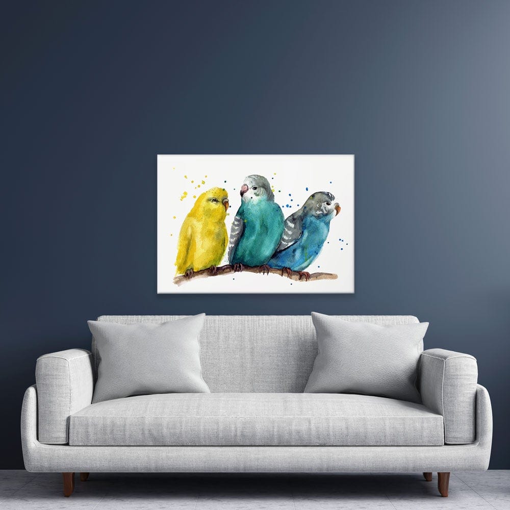 Watercolour Budgies Canvas Print wall art product Tatyana Komtsyan / Shutterstock