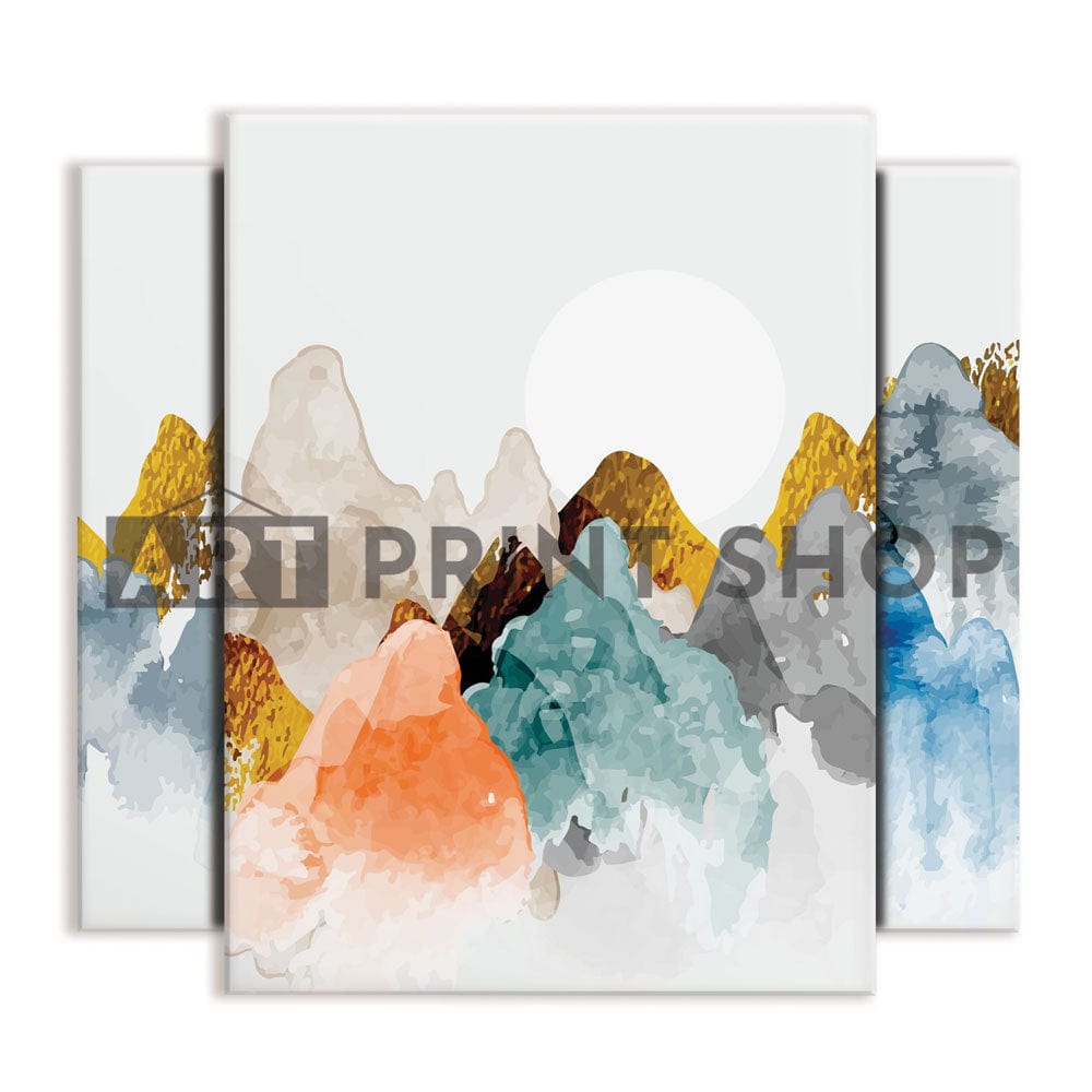 Watercolour Mountains Trio Canvas Print wall art product TWINS DESIGN STUDIO / Shutterstock