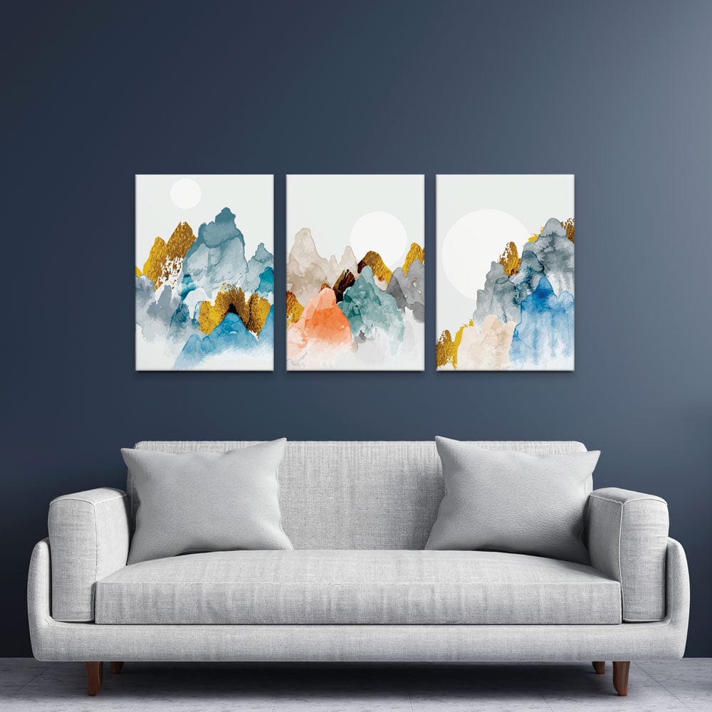 Watercolour Mountains Trio Canvas Print wall art product TWINS DESIGN STUDIO / Shutterstock