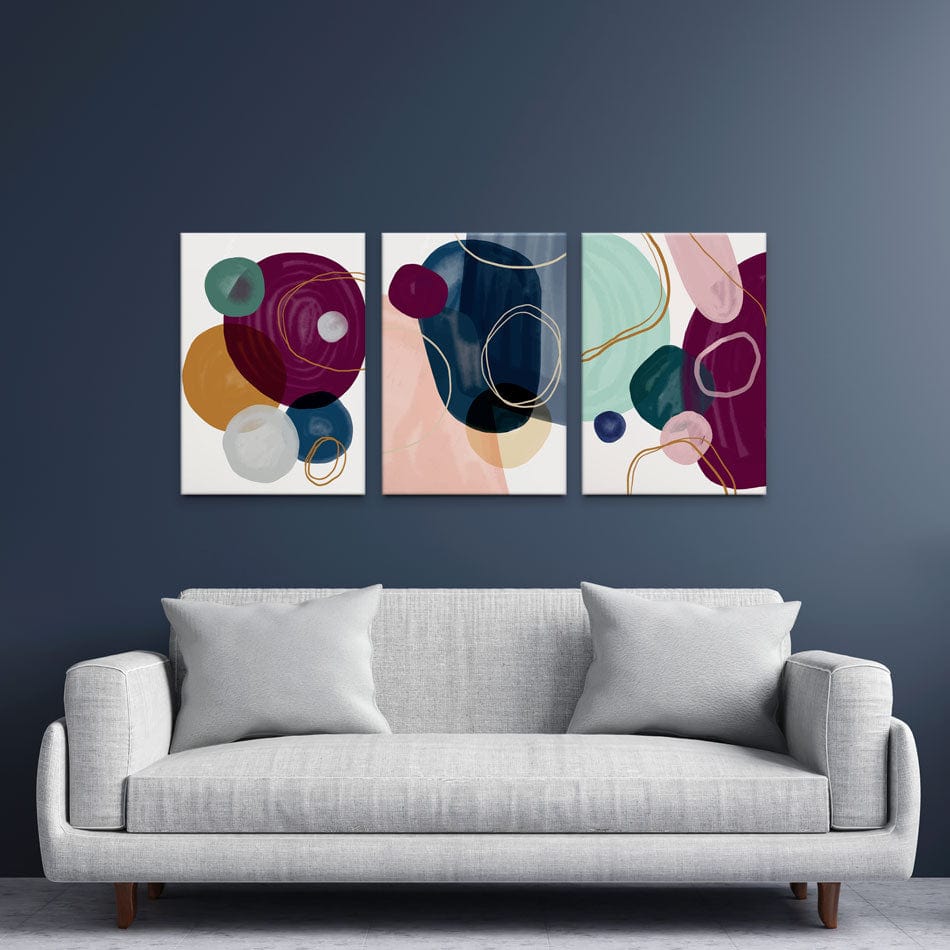 Watercolour Spots Trio Canvas Print wall art product Vishnevyysvet / Shutterstock