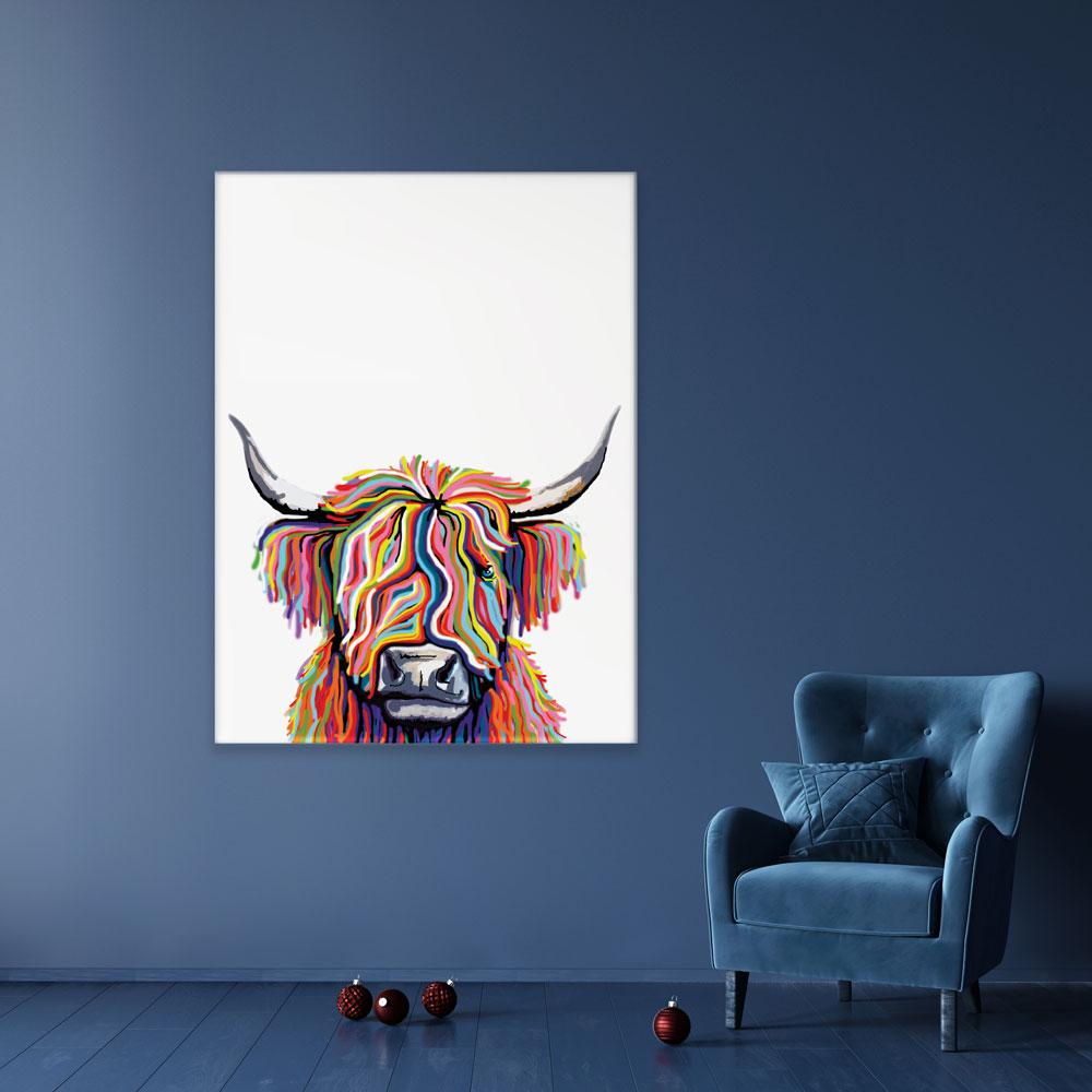 White Highland Cow Portrait Canvas Print wall art product Independent