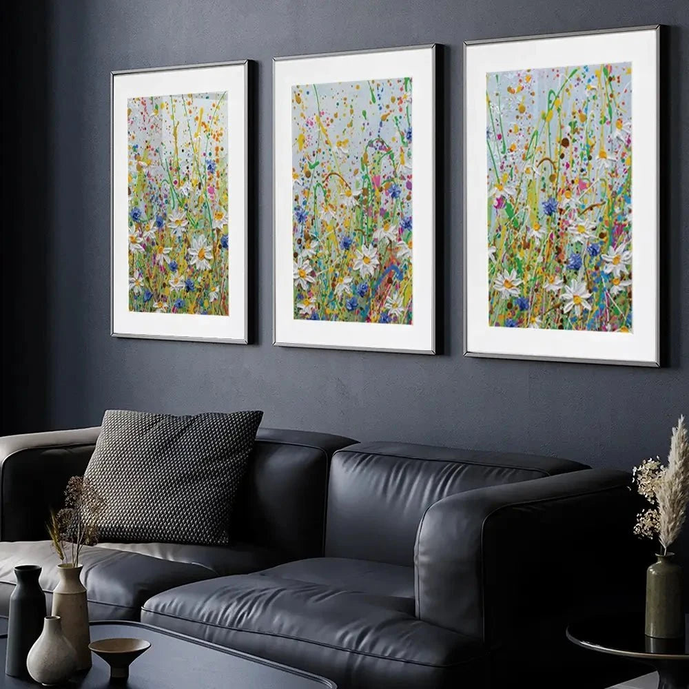 Daisy Splash Framed Art Print Trio
