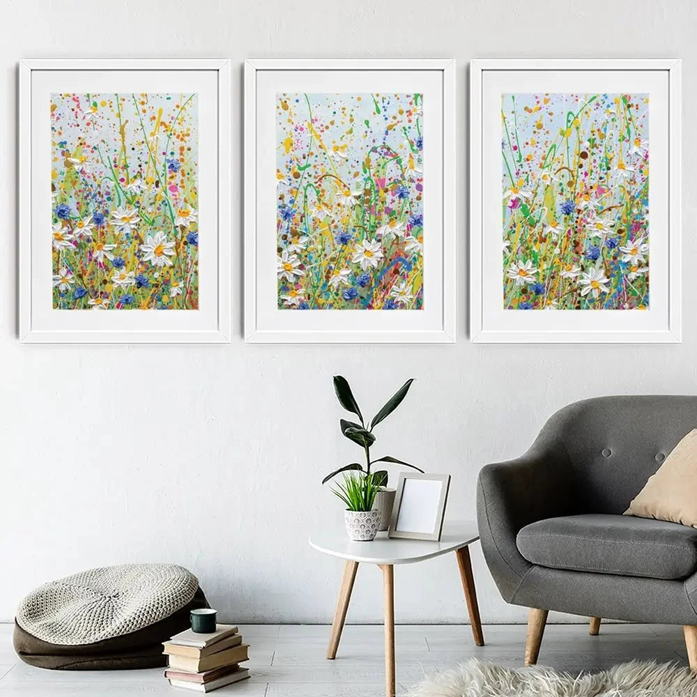 Daisy Splash Framed Art Print Trio