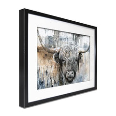 Weathered Highland Cow Framed Art Print