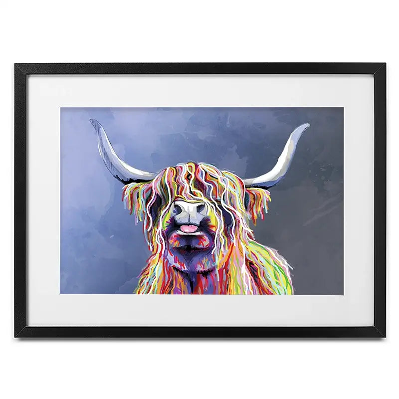Multicolour Highland Cow Framed Art Print