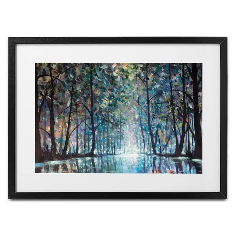 Romantic Rainy Blue Framed Art Print