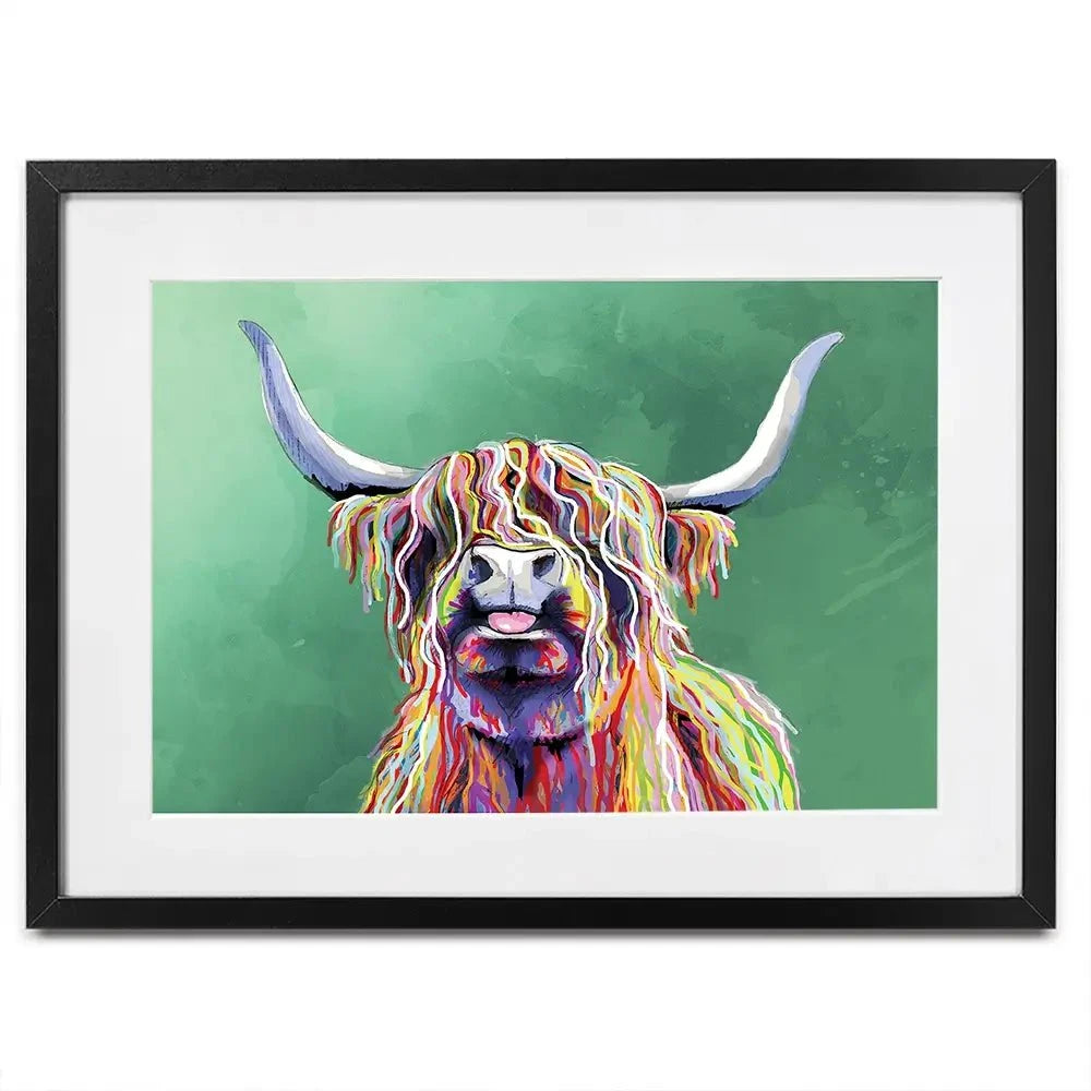 Colourful Highland Cow Framed Art Print