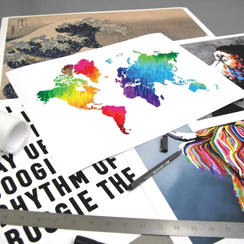 Rainbow World Map Art Print