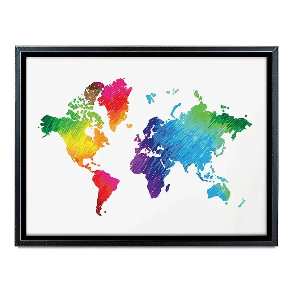 Rainbow World Map Canvas Print