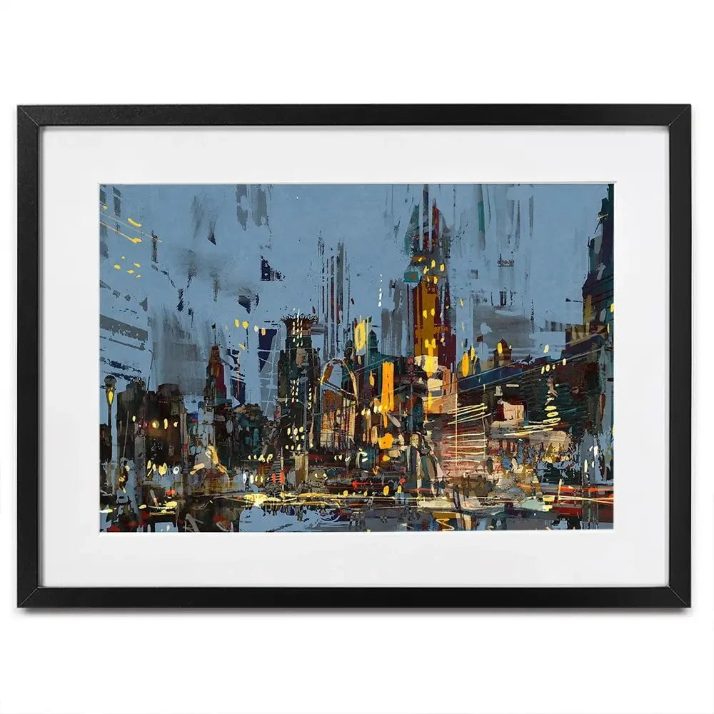 City Lights At Night Framed Art Print