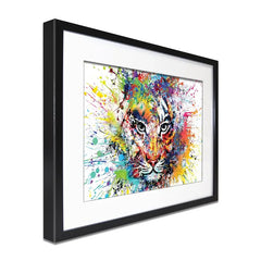 Multicoloured Tiger Paint Splash Framed Art Print